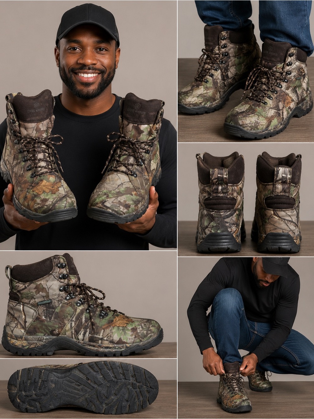 Game Winner Men’s Size 9D Waterproof Camo Hunting Hiking Work Boots Realtree Lac